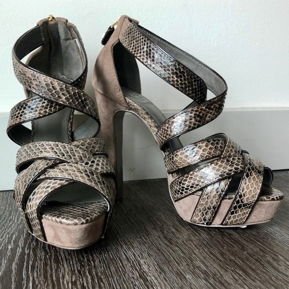 Tory Burch Watersnake Venice Taupe/Grey Heel (5M)